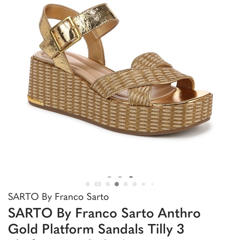 SARTO By Franco Sarto Gold and Tan Platform Sandals